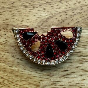 Watermelon Slice with Seeds Crystal Brooch